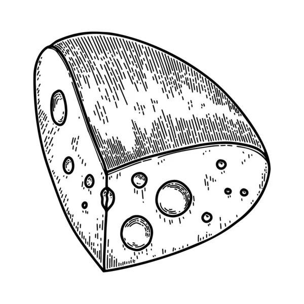 Illustration Einer Käsescheibe Stich Stil Gestaltungselement Für Logo Etikett Schild — Stockvektor
