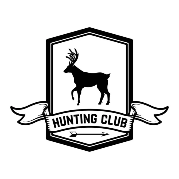 Hunting Club Emblem Template Silhouette Deer Design Element Logo Label — Stock Vector