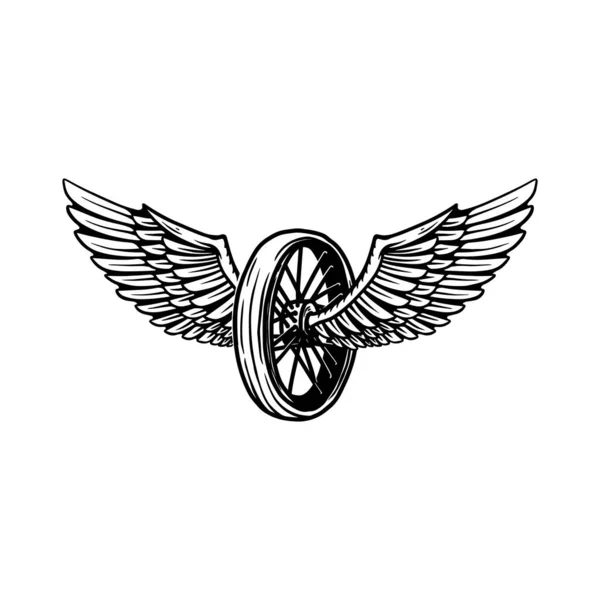 Diseño Vintage Con Rueda Moto Alada Para Póster Banner Emblema — Vector de stock