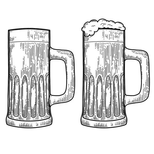 Vintage Illustration Mug Beer Engraving Style Design Element Logo Label —  Vetores de Stock
