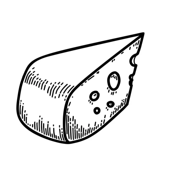 Illustrazione Della Fetta Formaggio Stile Incisione Elemento Design Logo Etichetta — Vettoriale Stock