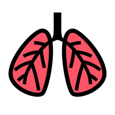 Beyaz arka planda izole edilmiş insan akciğeri ikonu. Wuhan Coronavirus teması. Poster, kart, pankart, imza için tasarım elemanı. Vektör illüstrasyonu