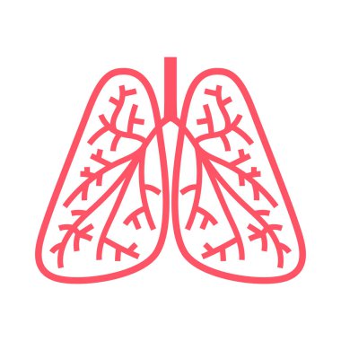Beyaz arka planda izole edilmiş insan akciğeri ikonu. Wuhan Coronavirus teması. Poster, kart, pankart, imza için tasarım elemanı. Vektör illüstrasyonu