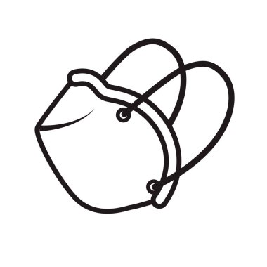 Beyaz arka planda tıbbi solunum maskesi ikonu var. Wuhan Coronavirus teması. Poster, kart, pankart, imza için tasarım elemanı. Vektör illüstrasyonu