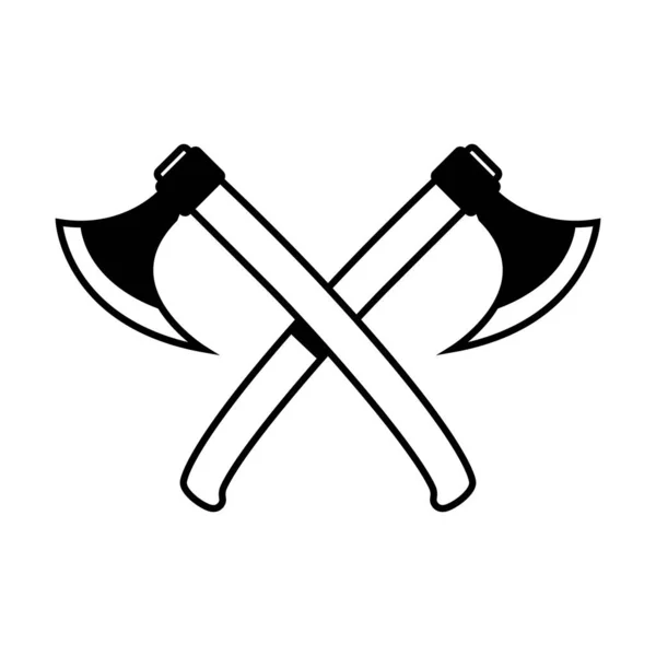 Illustrations Crossed Lumberjack Hatchets Engraving Style Design Element Logo Label — Stock Vector