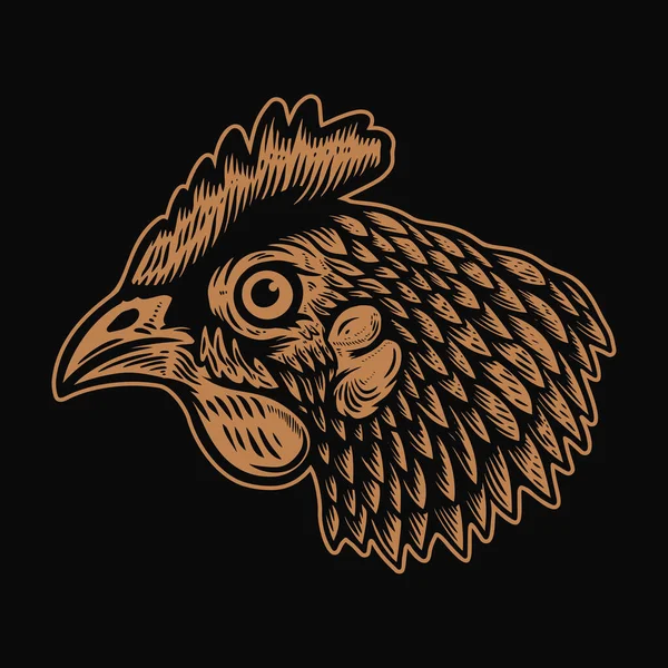 Ilustración Cabeza Pollo Estilo Grabado Elemento Diseño Para Logotipo Etiqueta — Archivo Imágenes Vectoriales