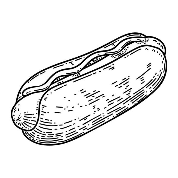 Ilustrace Hot Dogu Rytém Stylu Design Prvku Pro Plakát Štítek — Stockový vektor