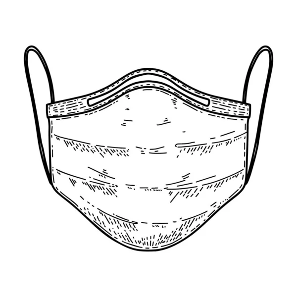 Illustration Medicinsk Respirator Mask Gravyr Stil Wuhan Coronavirus Tema Design — Stock vektor