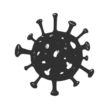 Grunge tarzında koronavirüs bakterisi. Poster, kart, afiş, el ilanı, amblem, işaret için tasarım ögesi. Vektör illüstrasyonu