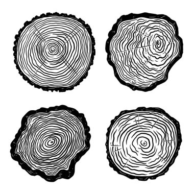 Oymacılık tarzında ahşap kesikler. Poster, etiket, tabela, poster ve tişört için tasarım elemanı. Vektör illüstrasyonu