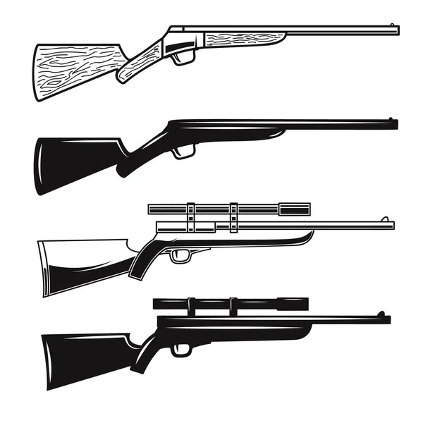 Великий Набір Мисливських Гармат Гвинтівок Дизайнерський Елемент Логотипу Лейблу Знака — стоковий вектор