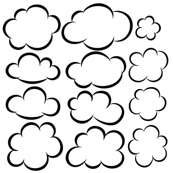 Set Icone Cloud Elementi Design Poster Card Banner Flyer Illustrazione — Vettoriale Stock