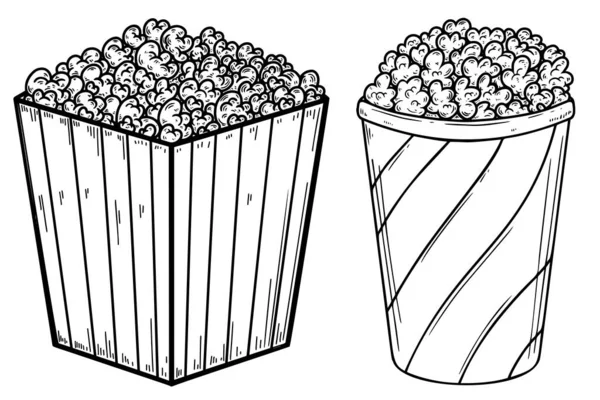 Illustrationsset Von Popcorn Schachteln Stich Stil Gestaltungselement Für Logo Etikett — Stockvektor