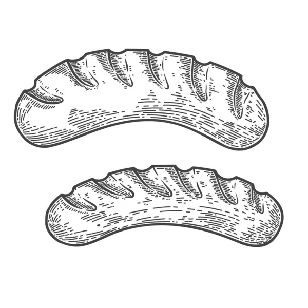 Illustration Bratwürste Stich Stil Gestaltungselement Für Logo Etikett Schild Plakat — Stockvektor