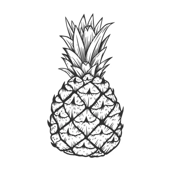 雕刻风格的菠萝图解 设计元素的海报 矢量说明 — 图库矢量图片