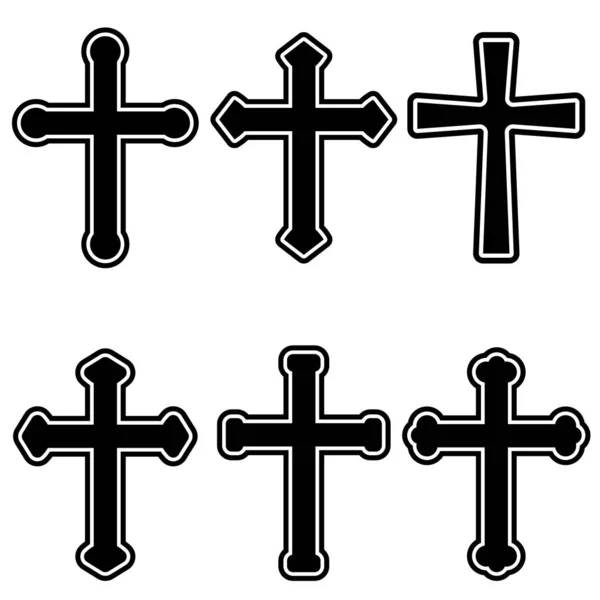 キリスト教の宗教的十字架のイラストのセット インフォグラフィック エンブレム サイン ポスター バナーのデザイン要素 ベクターイラスト — ストックベクタ