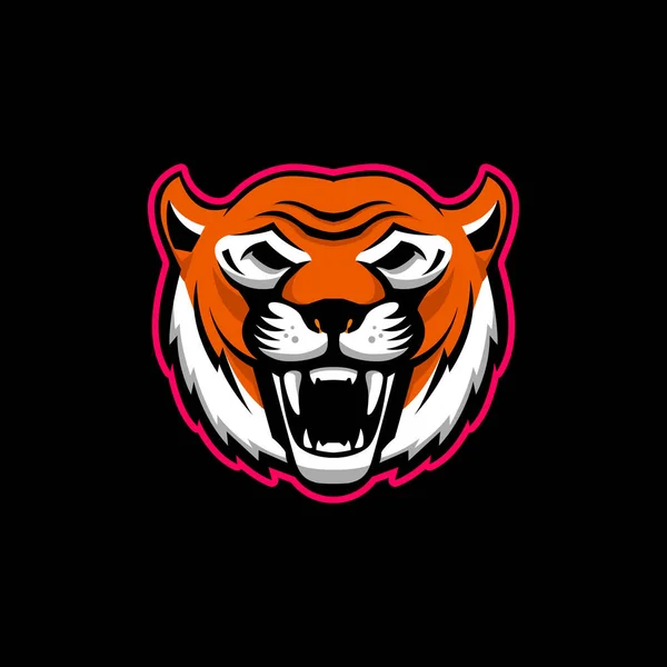 Ilustración Cabeza Mascota Tigre Enojado Elemento Diseño Para Logo Etiqueta — Vector de stock