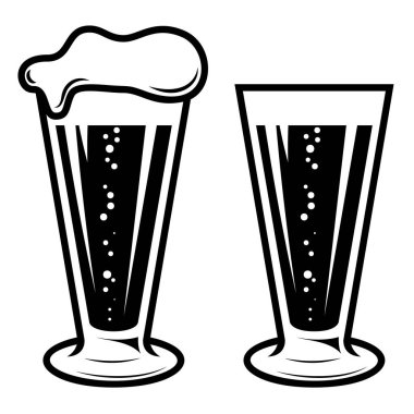 Biranın kabartma tarzında resmedilmiş hali. Logo, etiket, tabela, poster ve tişört için tasarım elemanı. Vektör illüstrasyonu
