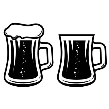 Biranın kabartma tarzında resmedilmiş hali. Logo, etiket, tabela, poster ve tişört için tasarım elemanı. Vektör illüstrasyonu