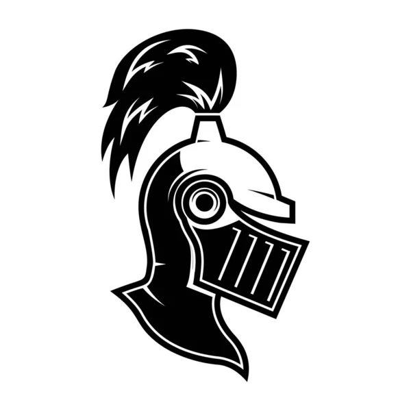 Illustration Des Ritterhelms Stich Stil Gestaltungselement Für Logo Etikett Emblem — Stockvektor