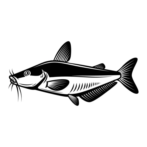 Kabartma Tarzında Yayın Balığı Tasviri Logo Etiket Tabela Poster Tişört — Stok Vektör