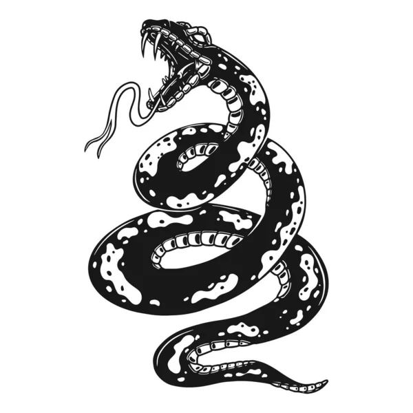 Illustrazione Serpente Velenoso Stile Incisione Elemento Design Logo Etichetta Emblema — Vettoriale Stock