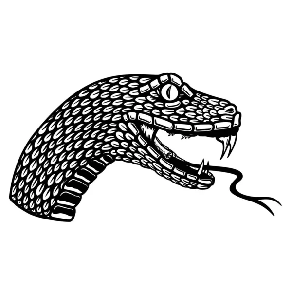 Ilustración Cabeza Serpiente Venenosa Estilo Grabado Elemento Diseño Para Logotipo — Vector de stock