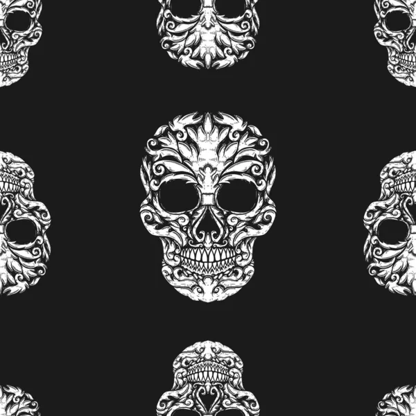 Seamless Pattern Sugar Skulls Design Element Poster Card Banner Shirt — Stock Vector