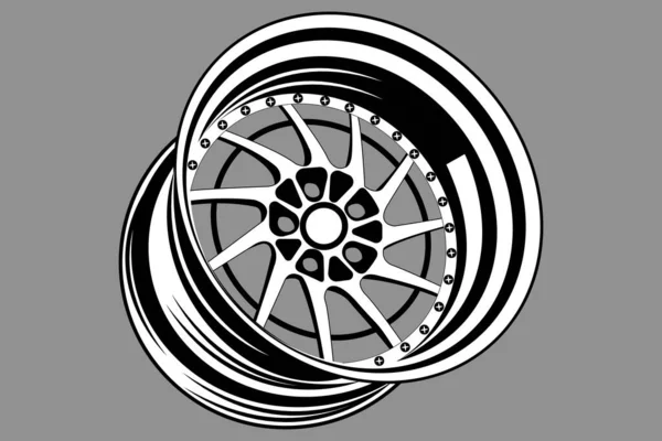 Isolated Monochrome Car Wheel Rim Vector Image — Vetor de Stock