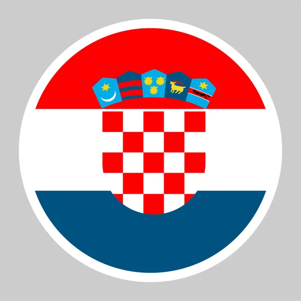 Flaga Chorwacji Wektor Ilustracji Ikony Płaskie Okrągłe — Wektor stockowy