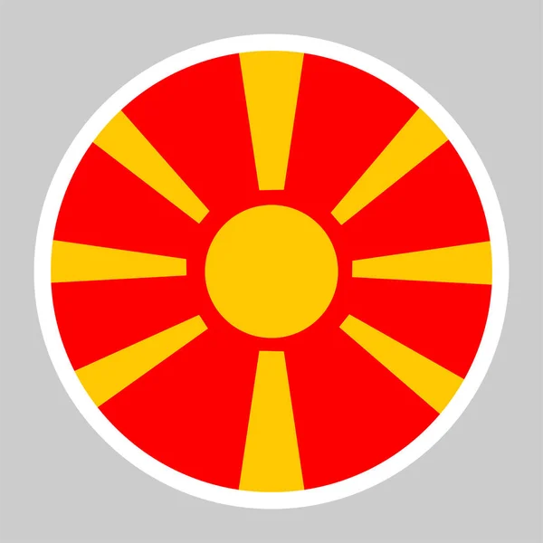 Ilustrasi Vektor Bendera Makedonia Ikon Datar Bundar - Stok Vektor