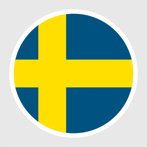 Ilustrasi Vektor Bendera Swedia Ikon Datar Bundar - Stok Vektor
