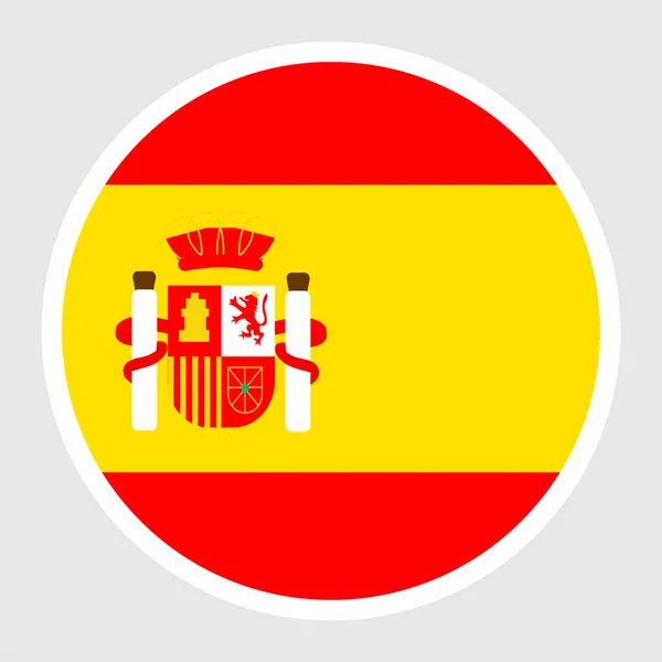 Ilustración Vectorial Bandera España Iconos Planos Redondos — Vector de stock