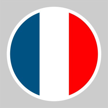 Flag of France vector illustration. Round Flat Icon.	