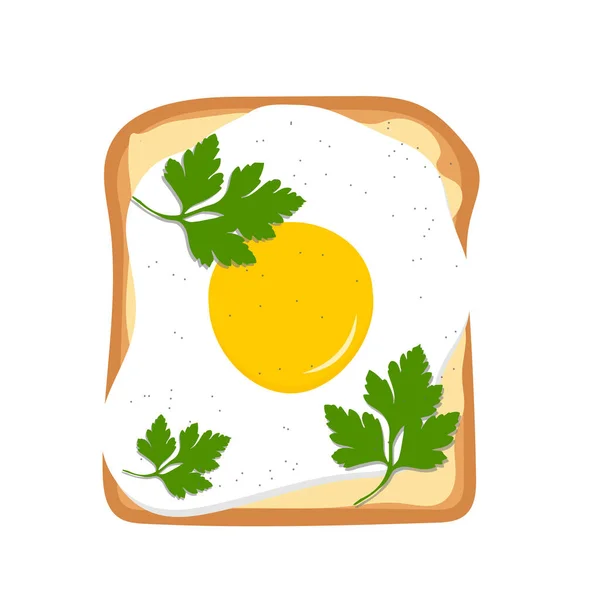 Kızarmış Yumurta Vektör Illüstrasyonlu Sandviç Sağlıklı Tost Düz Stil — Stok Vektör