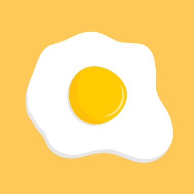 Sarı arka planda sahanda yumurta Çizgi film stili Vektör çizimi.