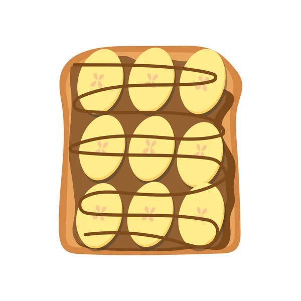Rostat Bröd Med Choklad Och Banan Vektor Platt Illustration Hälsosam — Stock vektor