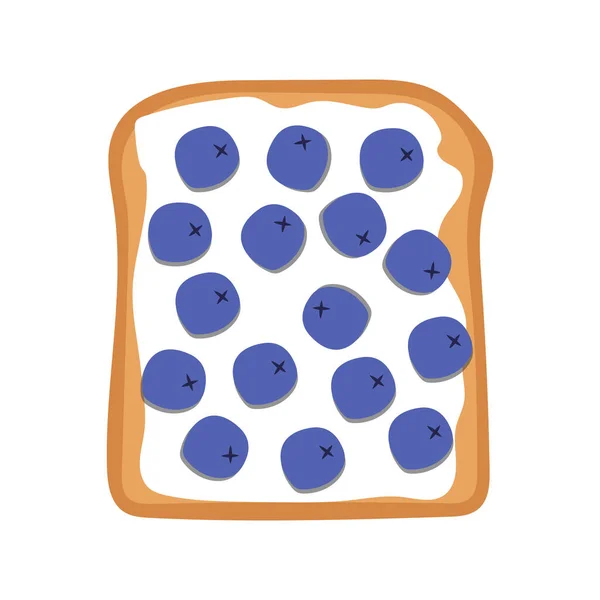 Sweet Toast Blueberries Flat Vector Illustration Breakfast Ideas — Stock Vector