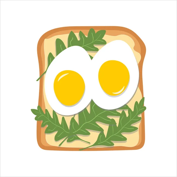 Sandwich Mit Eiervektorillustration Gesunder Toast Flach — Stockvektor