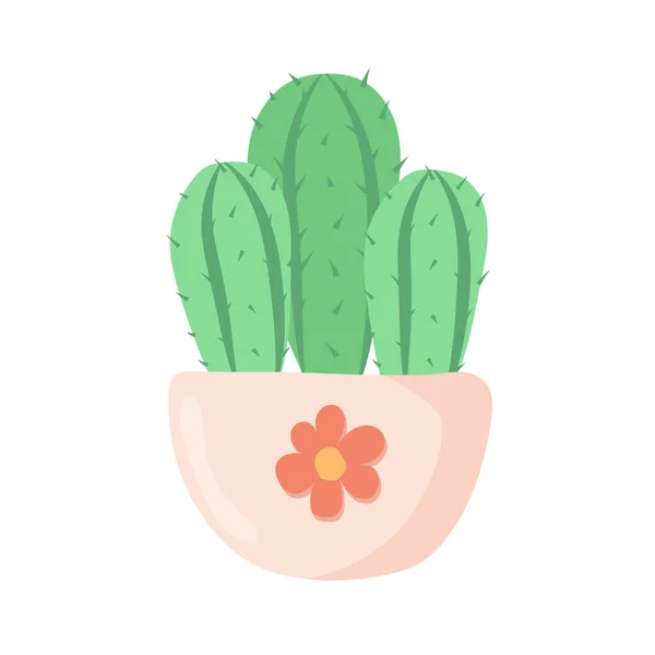 Kaktus Färgglada Gryta Tecknad Vektor Illustration — Stock vektor