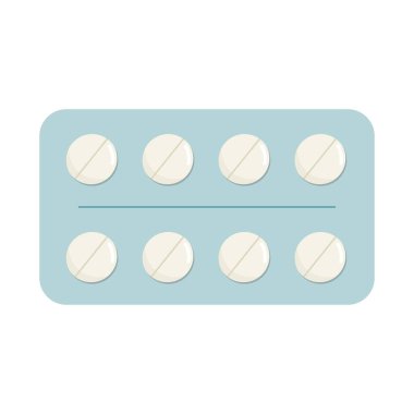 Blister with pills vector flat Illustration.