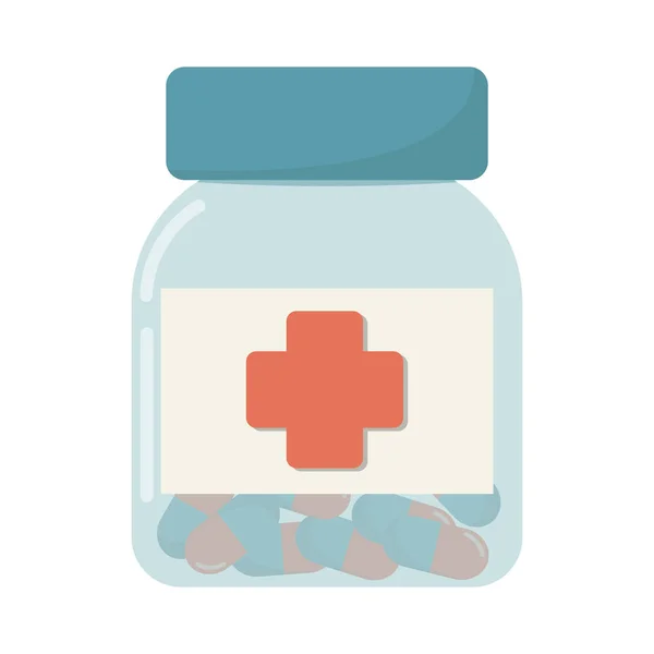 Bottle Pills Flat Vector Illustration Concept Healthcare Medicine — Vetor de Stock