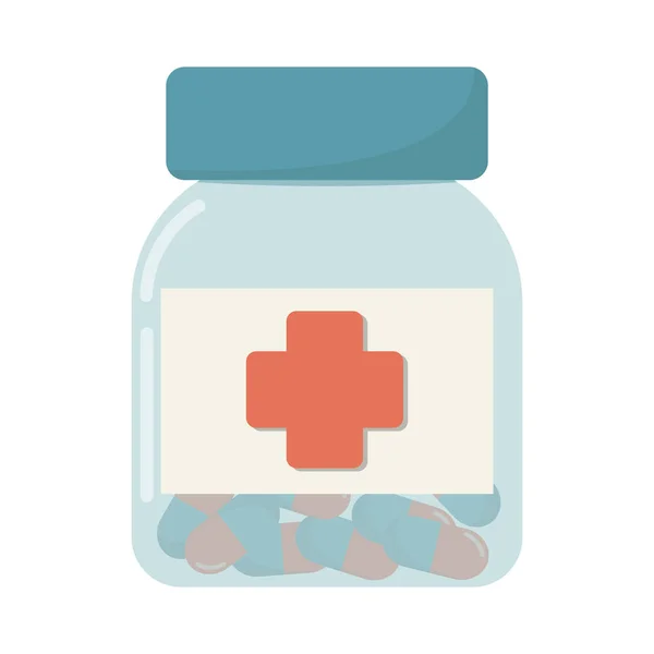 Bottle pills flat vector Illustration. Concept of Healthcare and Medicine.