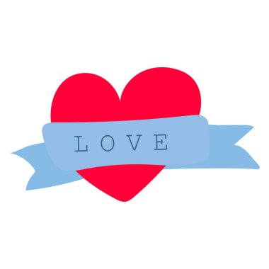 Sevgililer günü elementleri vektör illüstrasyonu. Metinli kalp.