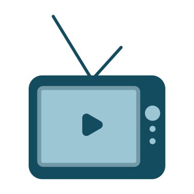 Retro tv düz vektör illüstrasyonu. Film ögeleri.