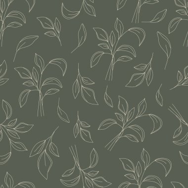 Çiçeksiz vektör deseni. Botanik illüstrasyon 