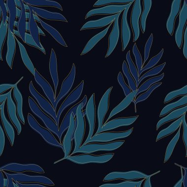 Çizgiyi kusursuz bir şekilde çiziyor. Çiçek deseni. Botanik arkaplan vektörü illüstrasyonu.