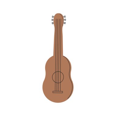 Gitar vektörü düz çizim. Kamp ekipmanları.