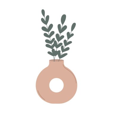 İç dekorasyon için vazo. Düz vektör illüstrasyonu
