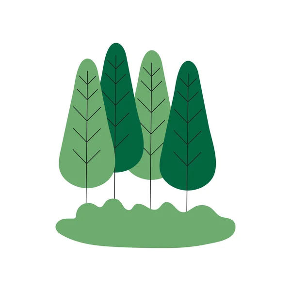 Trees vektör düz çizim. Kamp Ögeleri.